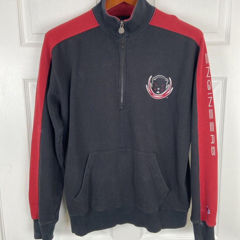 Champion MIT Engineers 1/4 Zip Crewneck Sweatshirt Embroidered Mens M